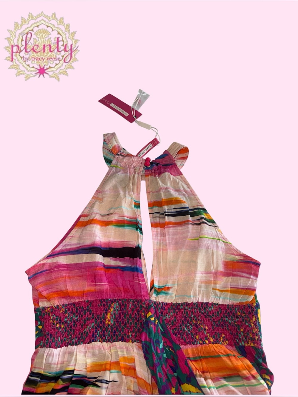 🛍️SALE🛍️Plenty by Tracy Reese Bohemian Eclectic Multicolor Halter Jumpsuit - Picture 3 of 8